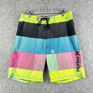 Hurley Phantom Board Shorts Mens 32x9 Colorful Logo Swim Surf Beach Pocket*